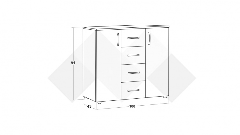 Скрин Галати дъб вотан светъл с антрацит - изглед 2 - МебелМаг Скрин Галати дъб вотан светъл с антрацит - изглед 2