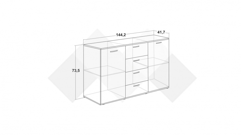 Скрин Жизел антрацит с дъб сонома - изглед 3