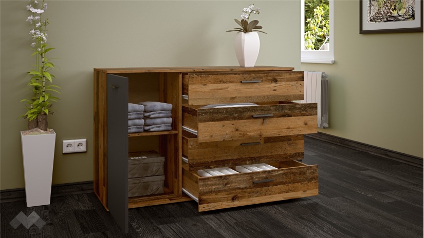 Скрин Лориен олд стайл с графит - изглед 2 - МебелМаг Скрин Лориен олд стайл с графит - изглед 2