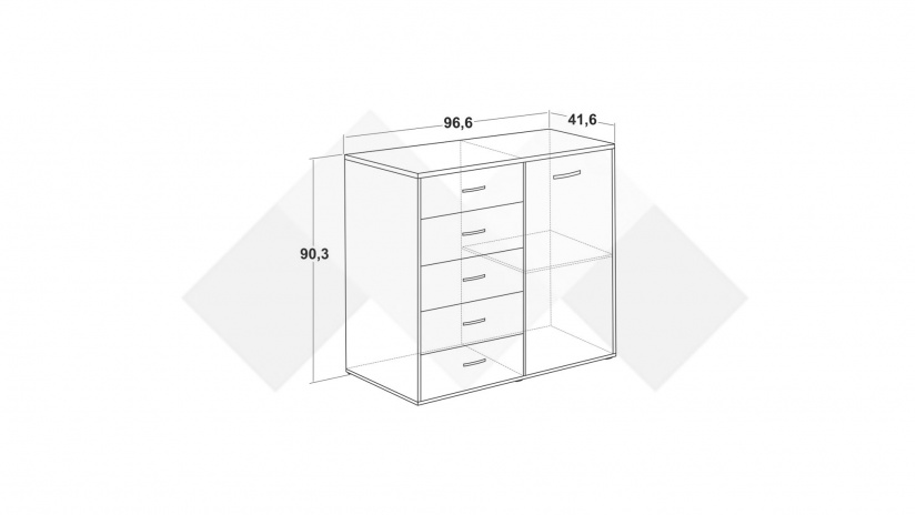 Скрин Жизел антрацит с дъб сонома - изглед 3