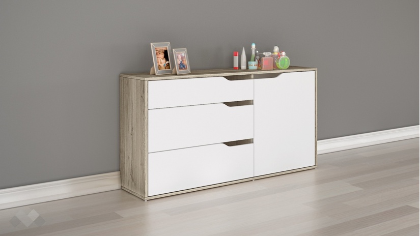 Скрин Санта Мария дъб арвен с бяло гладко - изглед 1