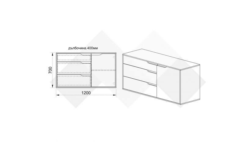 Скрин Санта Мария дъб арвен с бяло гладко - изглед 2