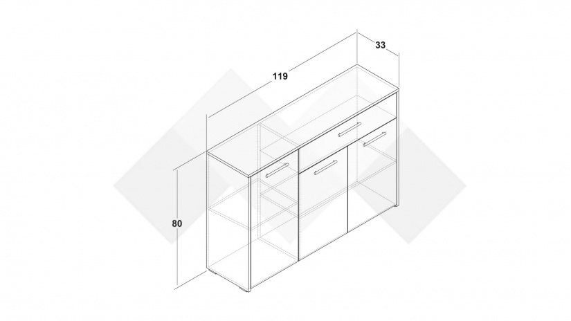 Скрин Вангард артизан с бяло - изглед 3 - МебелМаг Скрин Вангард артизан с бяло - изглед 3