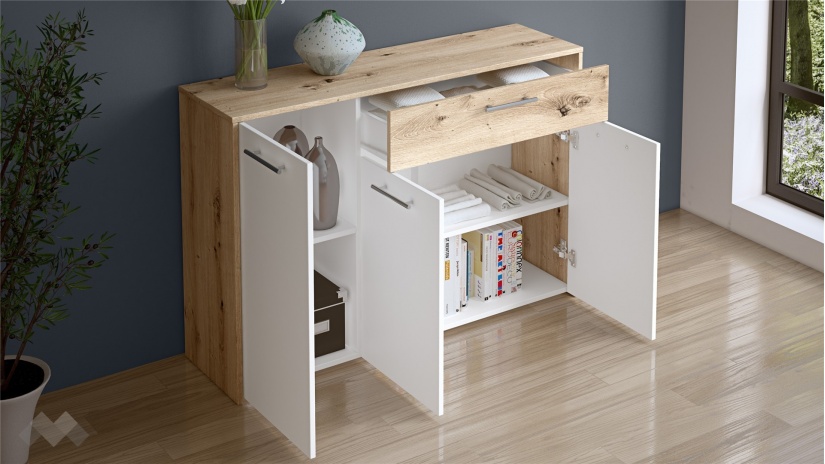 Скрин Вангард артизан с бяло - изглед 2 - МебелМаг Скрин Вангард артизан с бяло - изглед 2