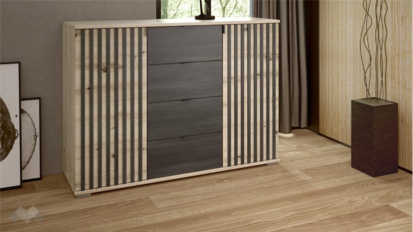 Скрин Верона дъб артисан с тъмен норвежки бор - изглед 1 - МебелМаг Скрин Верона дъб артисан с тъмен норвежки бор - изглед 1