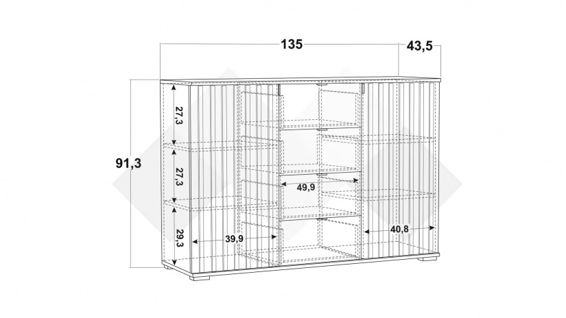 Скрин Верона дъб артисан с тъмен норвежки бор - изглед 3 - МебелМаг Скрин Верона дъб артисан с тъмен норвежки бор - изглед 3