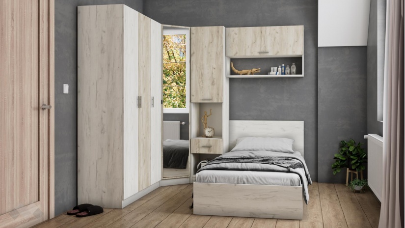 Спален комплект Адам А2 дъб крафт бял - изглед 1