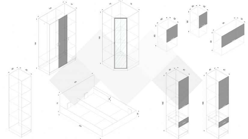 Спален комплект Адам А3 дъб крафт бял - изглед 2 - МебелМаг Спален комплект Адам А3 дъб крафт бял - изглед 2