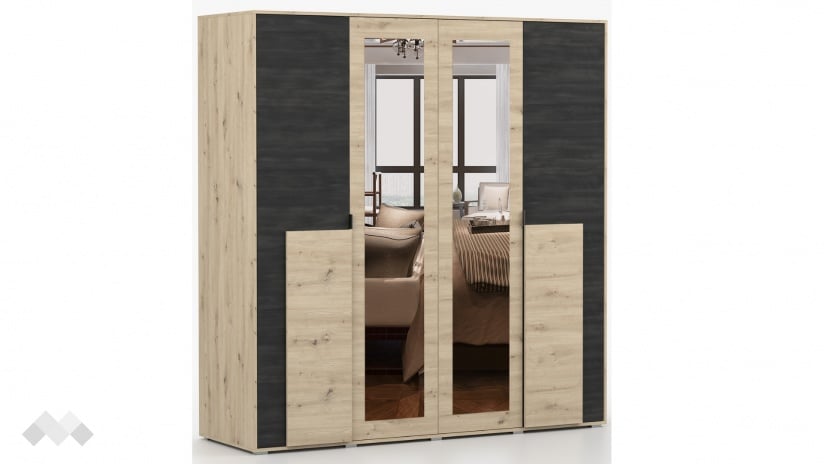 Спален комплект Бафра дъб артисан с тъмен норвежки бор - изглед 10