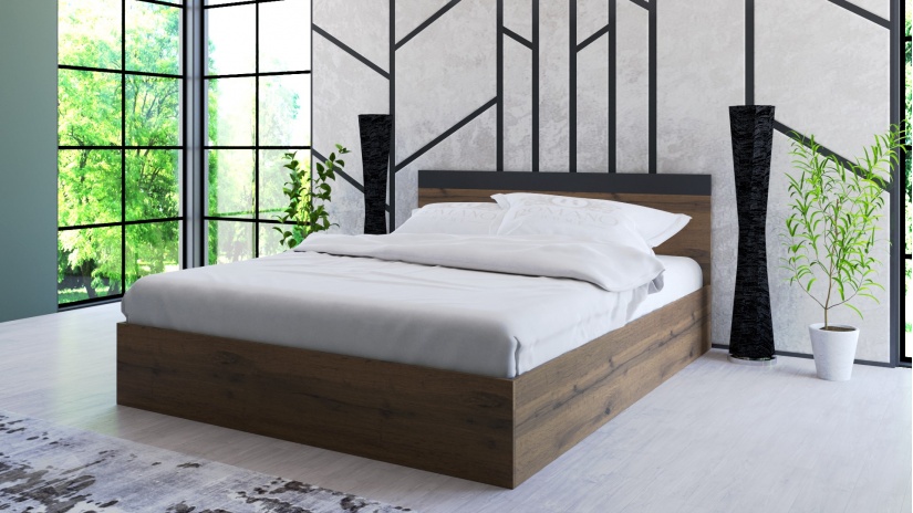 Спален комплект Дани дъб вотан с черно шагре - изглед 4