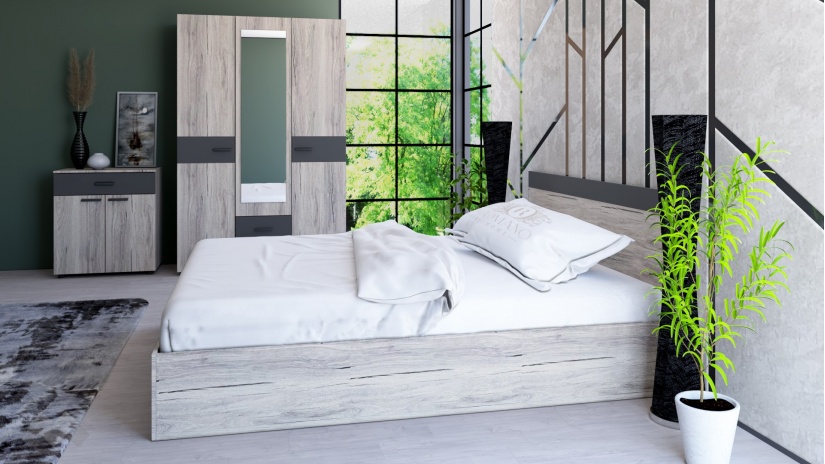 Спален комплект Дани малта с антрацит - изглед 3 - МебелМаг Спален комплект Дани малта с антрацит - изглед 3