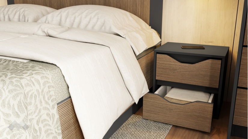 Спален комплект Ейприл с включен матрак Бонел 160/200 орех линеа с графит - изглед 5