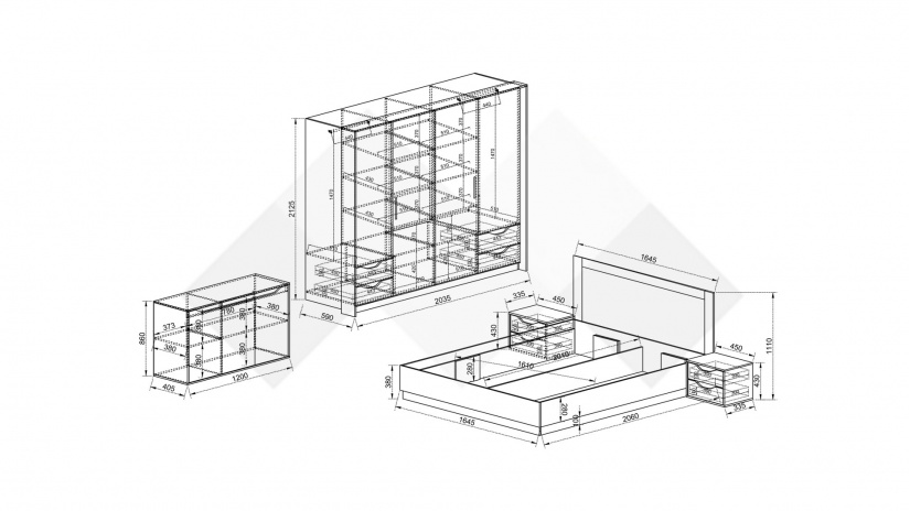 Спален комплект Ейприл с включен матрак Бонел 160/200 орех линеа с графит - изглед 10