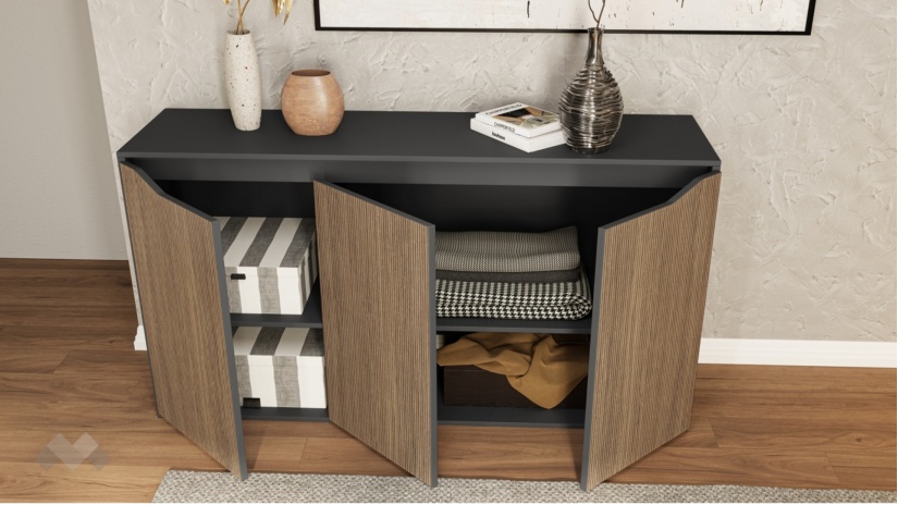 Спален комплект Ейприл с включен матрак Бонел 160/200 орех линеа с графит - изглед 9