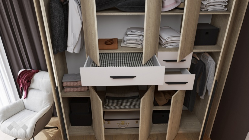 Спален комплект Емили с включен матрак Бонел 160/200 дъб кота кремона с кашмир - изглед 6 - МебелМаг Спален комплект Емили с включен матрак Бонел 160/200 дъб кота кремона с кашмир - изглед 6