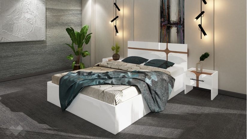 Спален комплект Енцо бял гланц с денвър - изглед 3