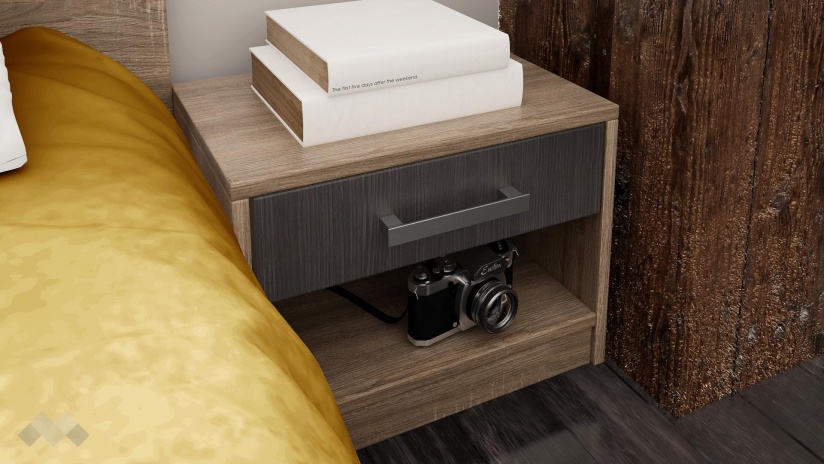 Спален комплект Ентърпрайс с включен матрак Бонел 160/200 дъб сонома с венге - изглед 2 - МебелМаг Спален комплект Ентърпрайс с включен матрак Бонел 160/200 дъб сонома с венге - изглед 2