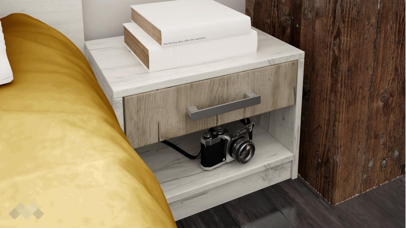 Спален комплект Ентърпрайс с включен матрак Бонел 160/200 дъб крафт бял с дъб крафт сив - изглед 2 - МебелМаг Спален комплект Ентърпрайс с включен матрак Бонел 160/200 дъб крафт бял с дъб крафт сив - изглед 2