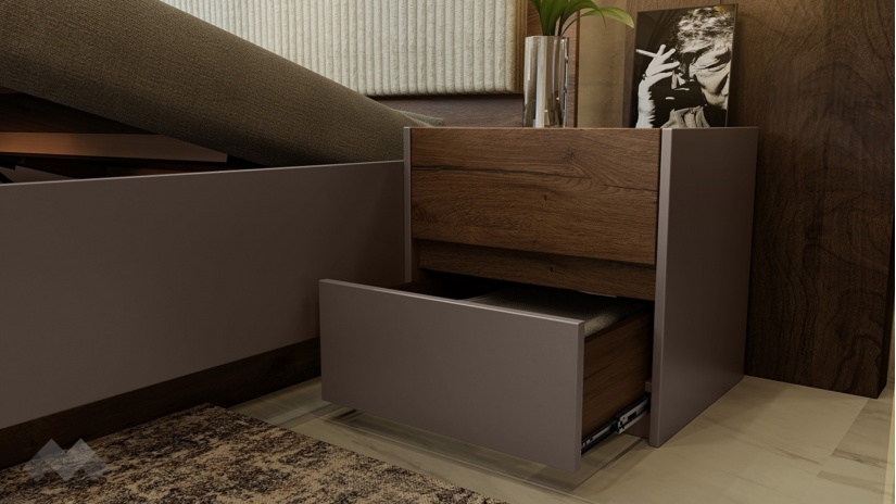 Спален комплект Калатрава кафяв дъб пиемона с лате - изглед 7 - МебелМаг Спален комплект Калатрава кафяв дъб пиемона с лате - изглед 7