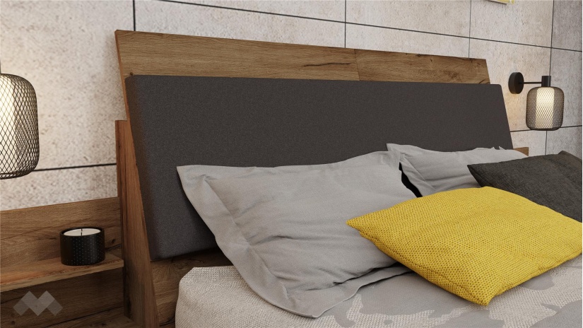 Спален комплект Легрия с включен матрак Бонел 160/200 кафяв дъб пиемона с черно шагре - изглед 5 - МебелМаг Спален комплект Легрия с включен матрак Бонел 160/200 кафяв дъб пиемона с черно шагре - изглед 5