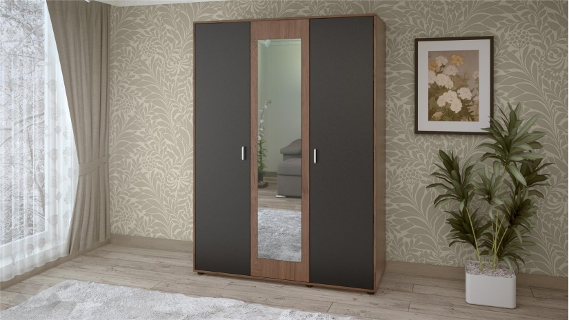 Спален комплект Летисия L с включен матрак Бонел 160/200 тъмен кедър с черно шагре - изглед 6 - МебелМаг Спален комплект Летисия L с включен матрак Бонел 160/200 тъмен кедър с черно шагре - изглед 6