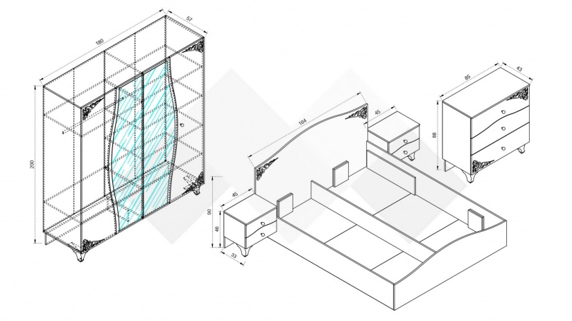 Спален комплект Лидия с включен матрак Бонел 160/200 бял гланц - изглед 5 - МебелМаг Спален комплект Лидия с включен матрак Бонел 160/200 бял гланц - изглед 5