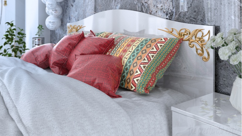 Спален комплект Лидия с включен матрак Бонел 160/200 бял гланц - изглед 3 - МебелМаг Спален комплект Лидия с включен матрак Бонел 160/200 бял гланц - изглед 3