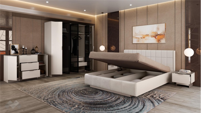 Спален комплект Лусо с включен матрак Бонел 160/200 кашмир с лате - изглед 2