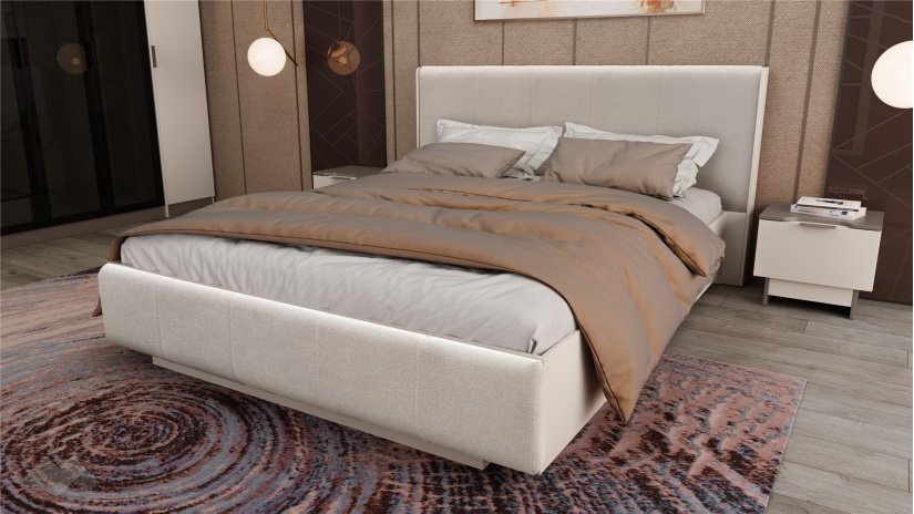 Спален комплект Лусо с включен матрак Бонел 160/200 кашмир с лате - изглед 2 - МебелМаг Спален комплект Лусо с включен матрак Бонел 160/200 кашмир с лате - изглед 2