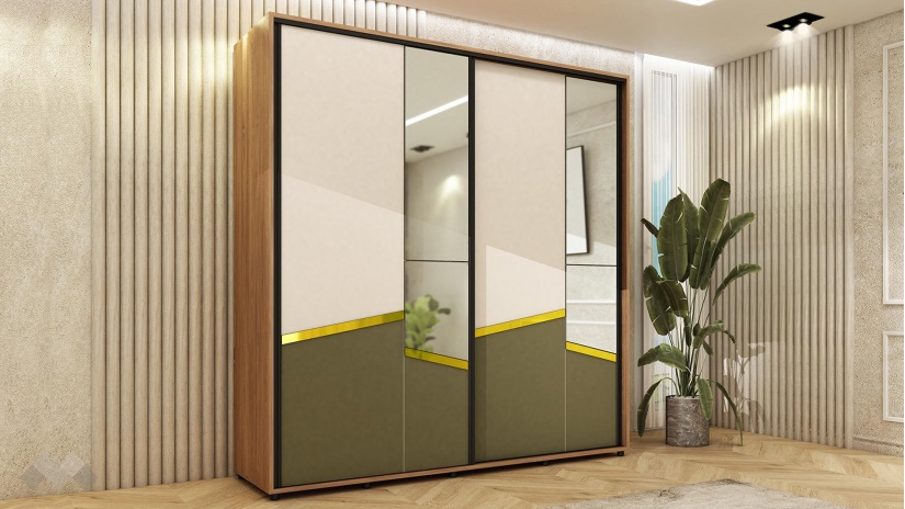 Спален комплект със скрин денвър с кашмир и маслина - изглед 5 - МебелМаг Спален комплект със скрин денвър с кашмир и маслина - изглед 5