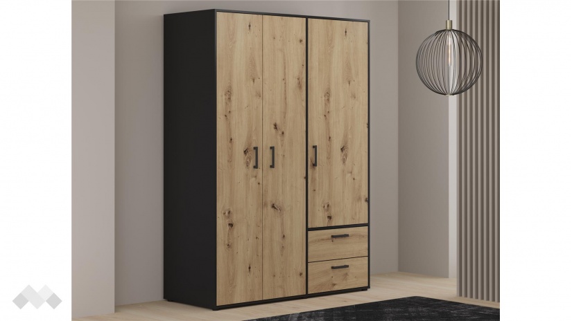 Спален комплект Мониса дъб артисан с черно - изглед 4