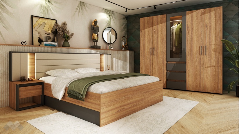 Спален комплект Нарди графит с денвър - изглед 1