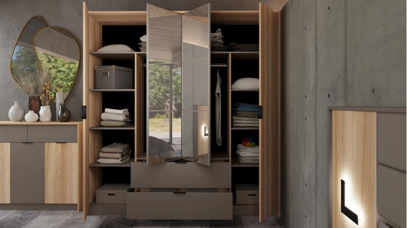 Спален комплект Опиум с включен матрак Бонел 160/200 блонд сърфейс с лате - изглед 10