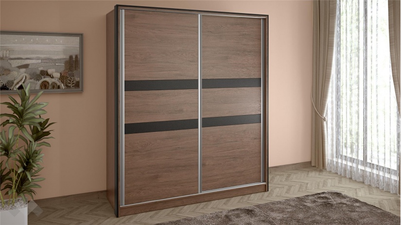 Спален комплект Ребека с включен матрак Бонел 160/200 тъмен кедър с черно шагре - изглед 6 - МебелМаг Спален комплект Ребека с включен матрак Бонел 160/200 тъмен кедър с черно шагре - изглед 6