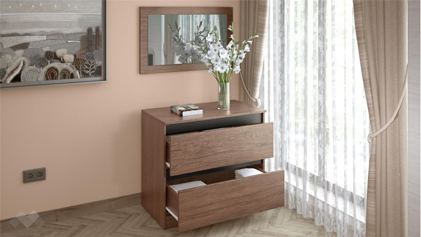 Спален комплект Ребека с включен матрак Бонел 160/200 тъмен кедър с черно шагре - изглед 5 - МебелМаг Спален комплект Ребека с включен матрак Бонел 160/200 тъмен кедър с черно шагре - изглед 5