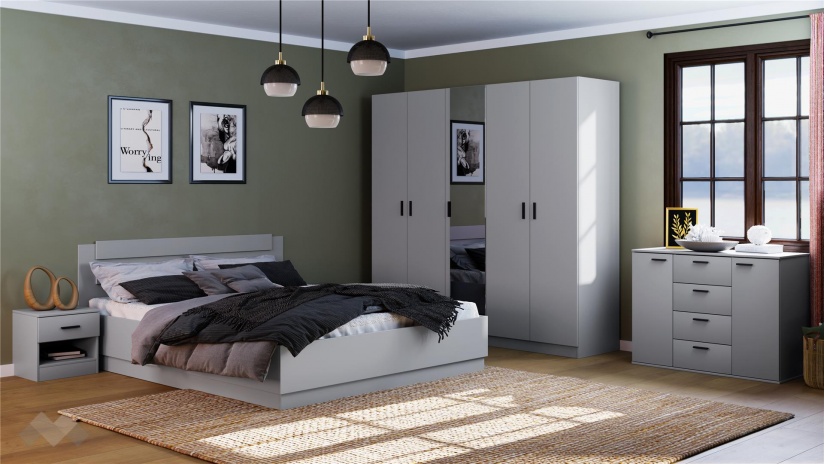 Спален комплект Скай K2 нардо сив - изглед 1 - МебелМаг Спален комплект Скай K2 нардо сив - изглед 1