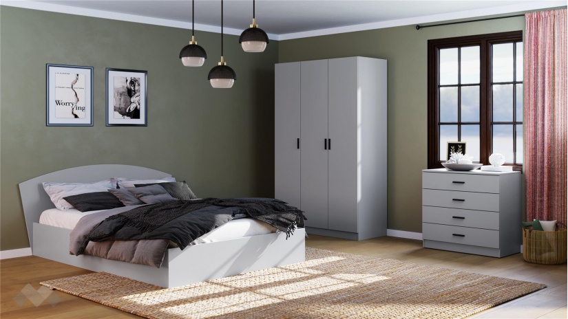 Спален комплект Скай K3 нардо сив - изглед 1 - МебелМаг Спален комплект Скай K3 нардо сив - изглед 1