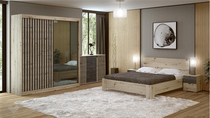 Спален комплект Верона дъб артисан - изглед 1 - МебелМаг Спален комплект Верона дъб артисан - изглед 1