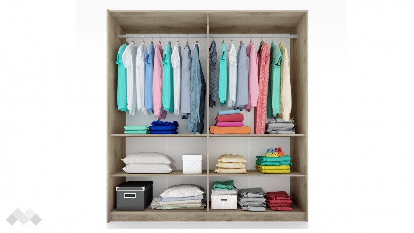 Спален комплект Ариа с включен матрак Бонел 160/200 сонома арвен с бяло гланц - изглед 2 - МебелМаг Спален комплект Ариа с включен матрак Бонел 160/200 сонома арвен с бяло гланц - изглед 2