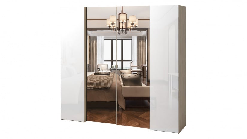 Спален комплект Лорис дъб кремона с бял гланц - изглед 6