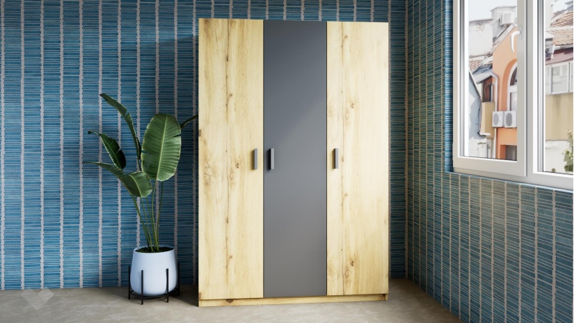 Спален комплект Малена светъл вотан с антрацит - изглед 10 - МебелМаг Спален комплект Малена светъл вотан с антрацит - изглед 10