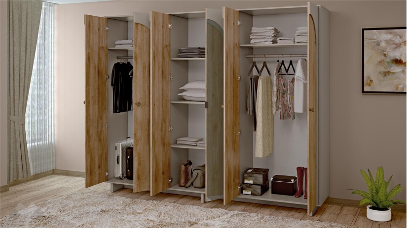 Спален комплект Рена дъб кадис с пясъчен камък - изглед 6