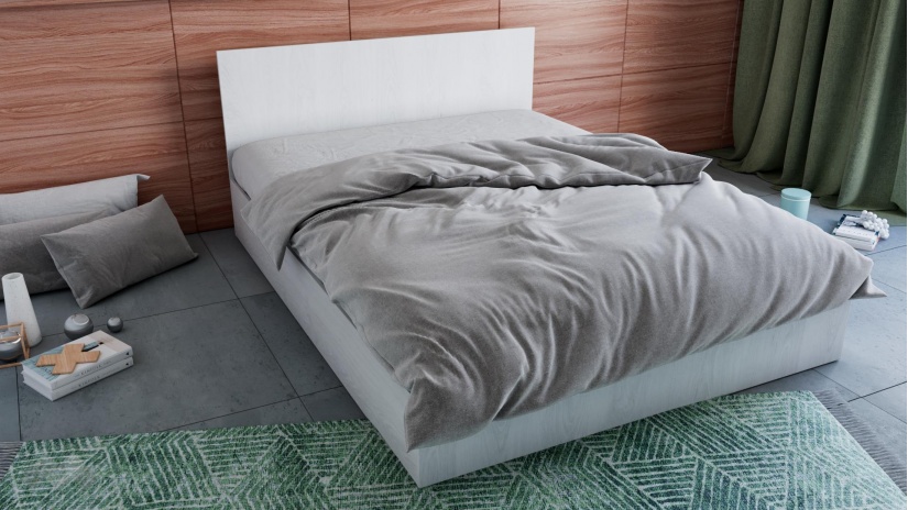 Спалня 144/190 Арго с включен матрак Бонел 144/190 бял фладер - изглед 1 - МебелМаг Спалня 144/190 Арго с включен матрак Бонел 144/190 бял фладер - изглед 1