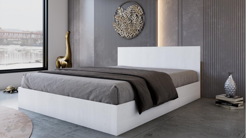 Спалня 160/200 Арго с включен матрак Бонел 160/200 бял фладер - изглед 1 - МебелМаг Спалня 160/200 Арго с включен матрак Бонел 160/200 бял фладер - изглед 1