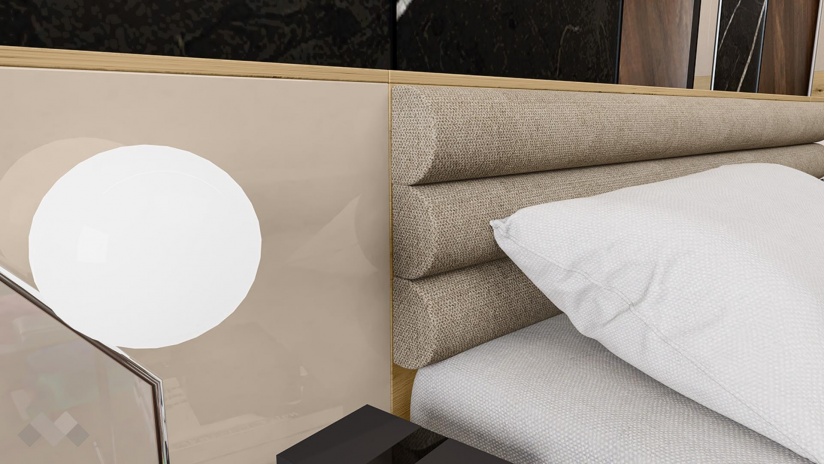 Спалня с нощни шкафчета 160/200 Бедфорд артизан с кашмир гланц - изглед 4 - МебелМаг Спалня с нощни шкафчета 160/200 Бедфорд артизан с кашмир гланц - изглед 4