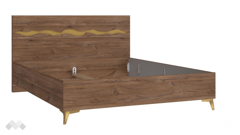 Спалня 160/200 Кения с включен матрак Бонел 160/200 колониален дъб със златно - изглед 3