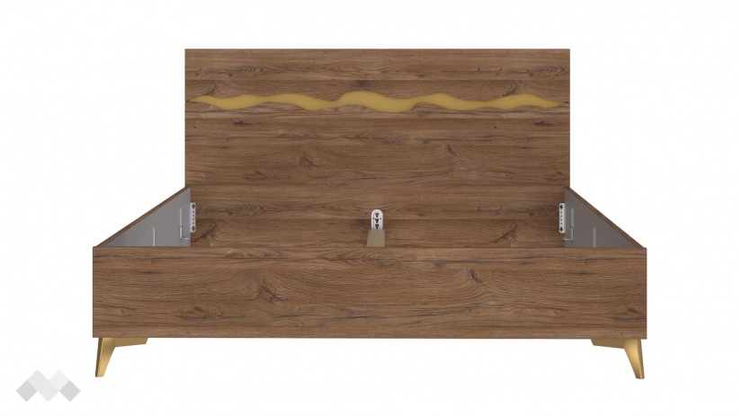 Спалня 160/200 Кения с включен матрак Бонел 160/200 колониален дъб със златно - изглед 4