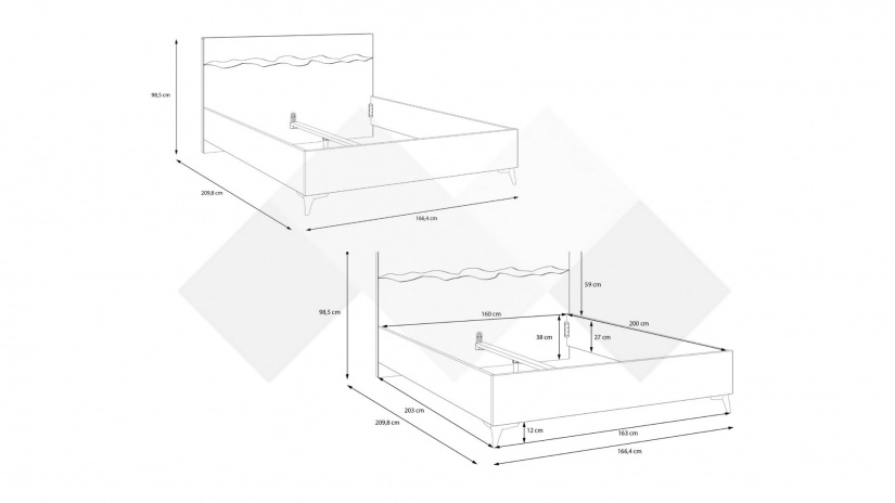 Спалня 160/200 Кения с включен матрак Бонел 160/200 колониален дъб със златно - изглед 5