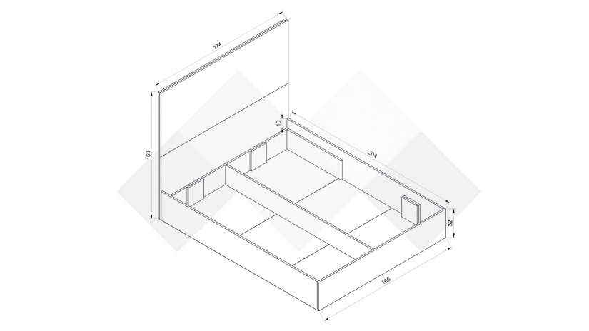 Спалня 160/200 Комо дъб ърбан ойстър с бяло - изглед 2 - МебелМаг Спалня 160/200 Комо дъб ърбан ойстър с бяло - изглед 2