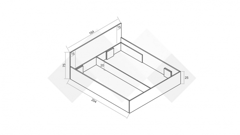 Спалня 160/200 Малена с включен матрак Бонел 160/200 светъл вотан с антрацит - изглед 3 - МебелМаг Спалня 160/200 Малена с включен матрак Бонел 160/200 светъл вотан с антрацит - изглед 3